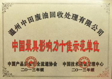 中國(guó)具影響力十佳示范單位